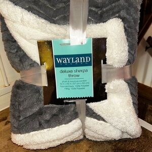 Wayland Square Deluxe Sherpa Throw - Gray & White
